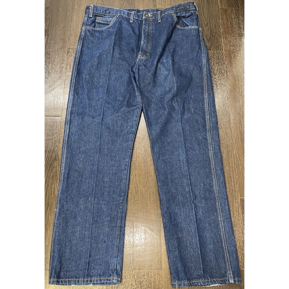 Dickies Denim Blue Jeans Mens 44X34 Dark Wash Regular Fit Five Pocket Work